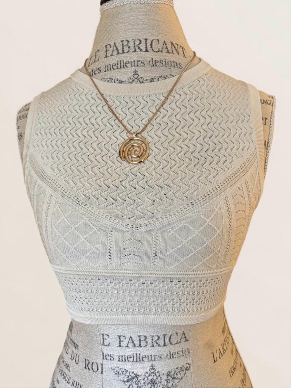 Babaton Cream Knit Crop Tank Top